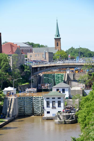 Boat passing through the Locks