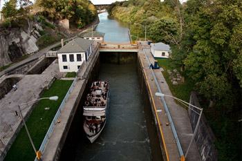 Boat passing through the Locks